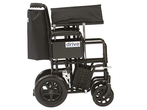 Bariatric Steel Transport Wheelchair Folded